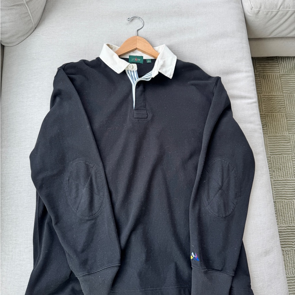 J. Crew Men’s Black Rugby w/White Collar